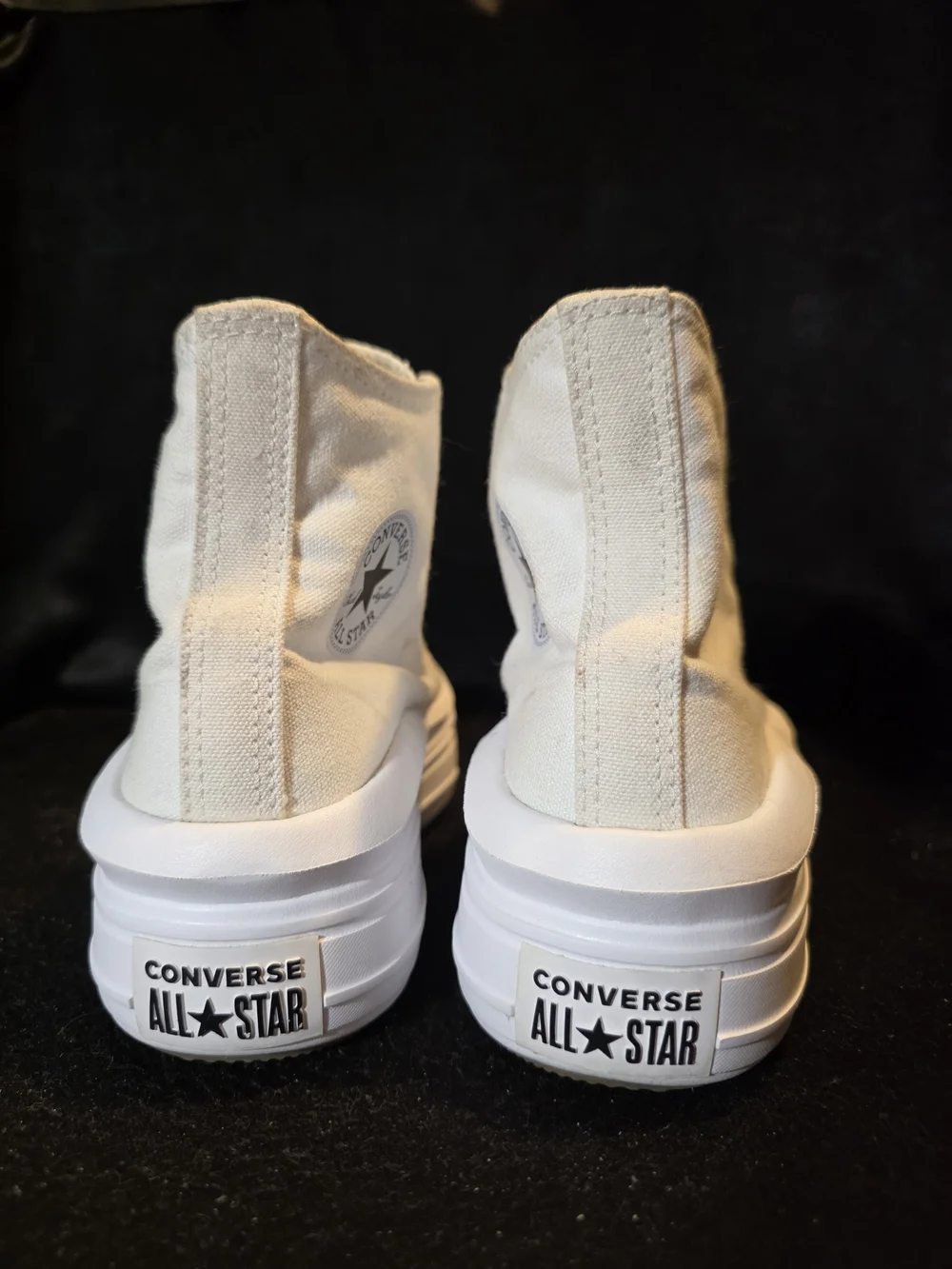 Converse Women’s High-Top Platform Sneakers in Cream with Black Laces Size 5.5